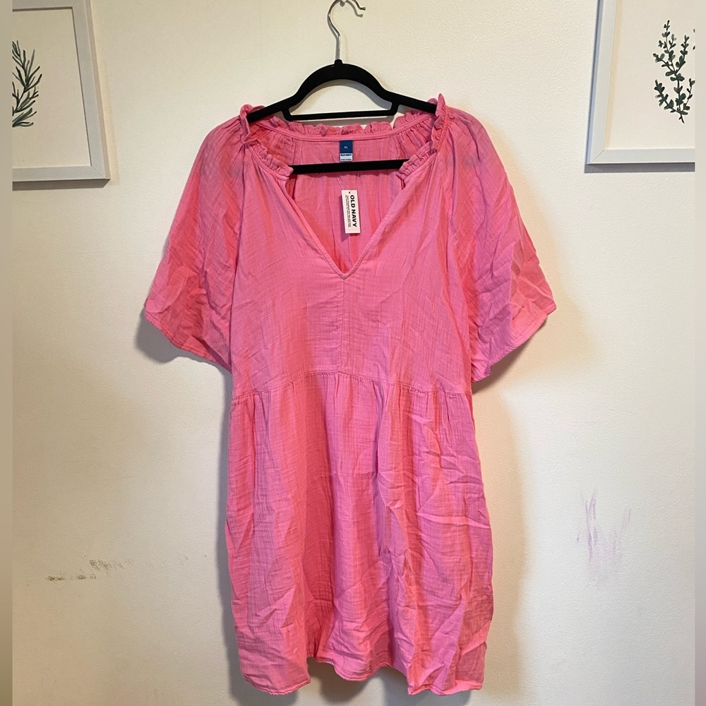 Pink Short Sleeve Mini Dress